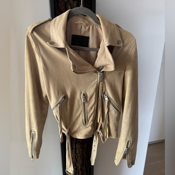 ALL SAINTS Balfern suede leather jacket - Picture 4 of 8